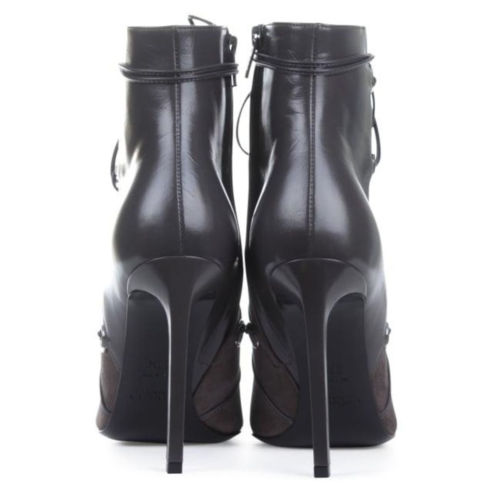 NIB SAINT LAURENT CLASSIC PARISING LACE-UP BOOTIE GRAY SIZE 39 - Picture 4 of 11